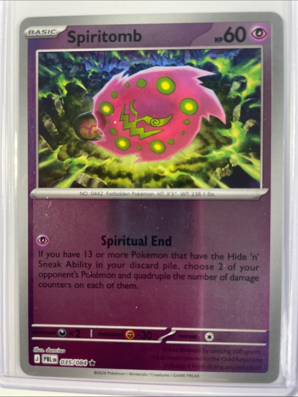 Pokemon Spiritomb Trading Card - Purple, Green Accents